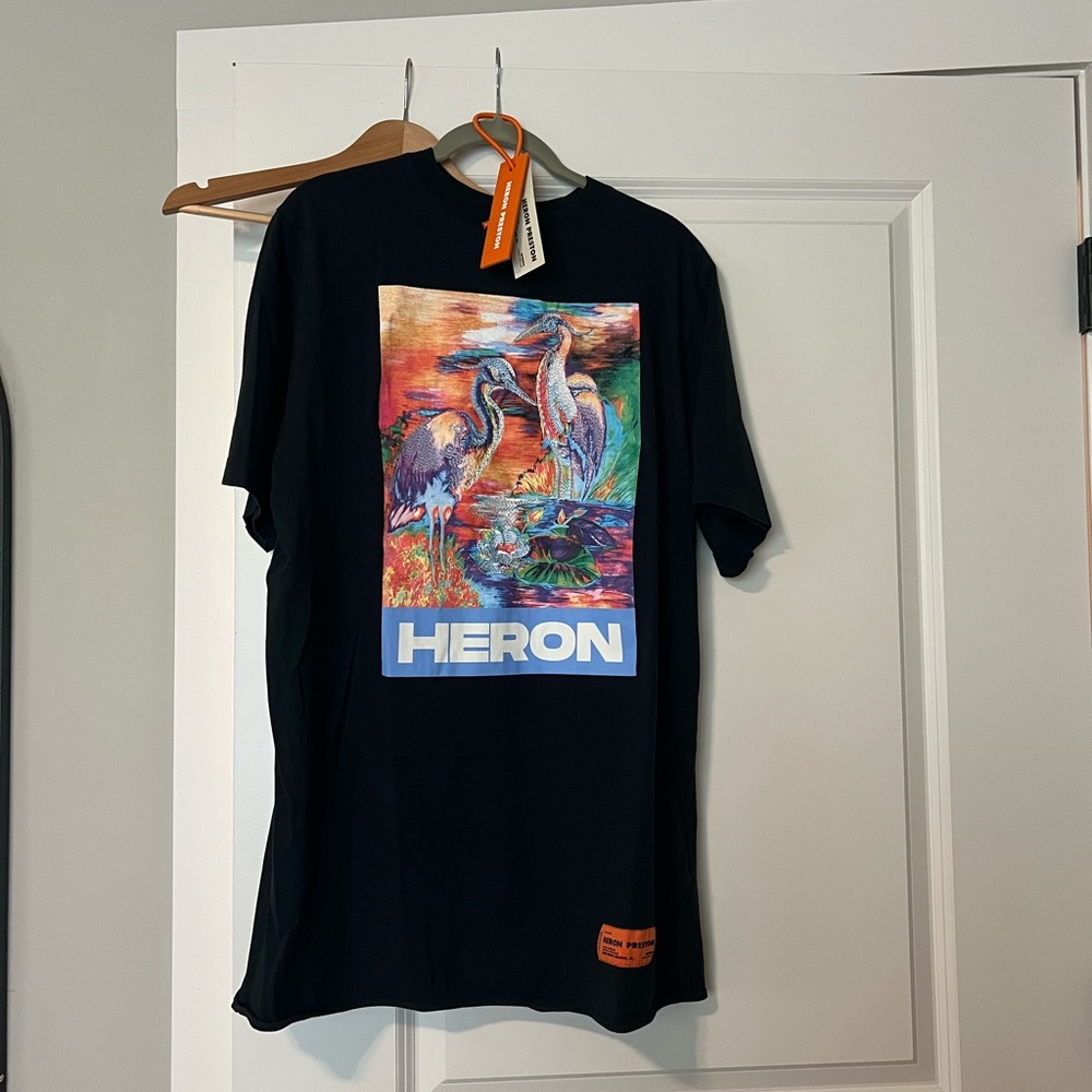 Heron Preston Black Tee with multicolor graphic